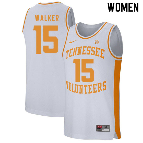Women #15 Derrick Walker Tennessee Volunteers College Basketball Jerseys Sale-White